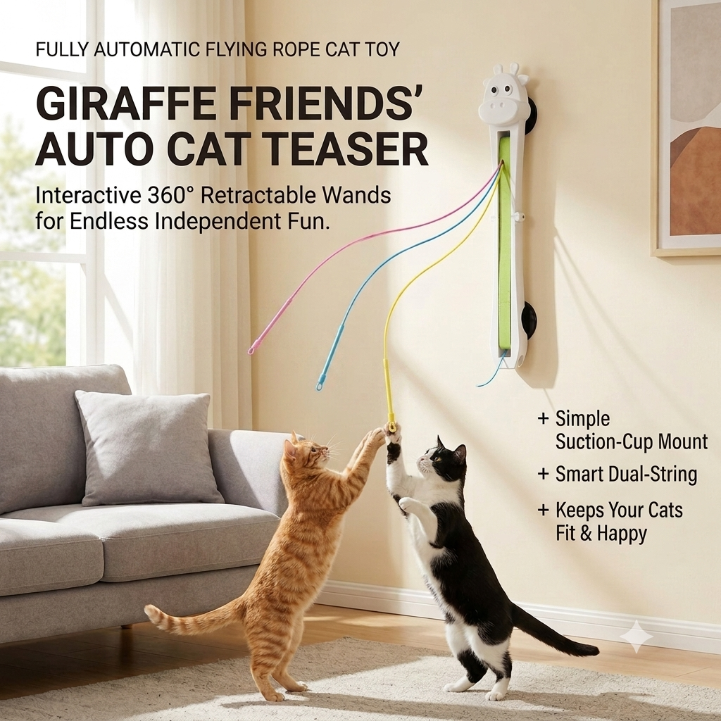 Wall-Mounted Automatic Retractable Cat Teaser Toy