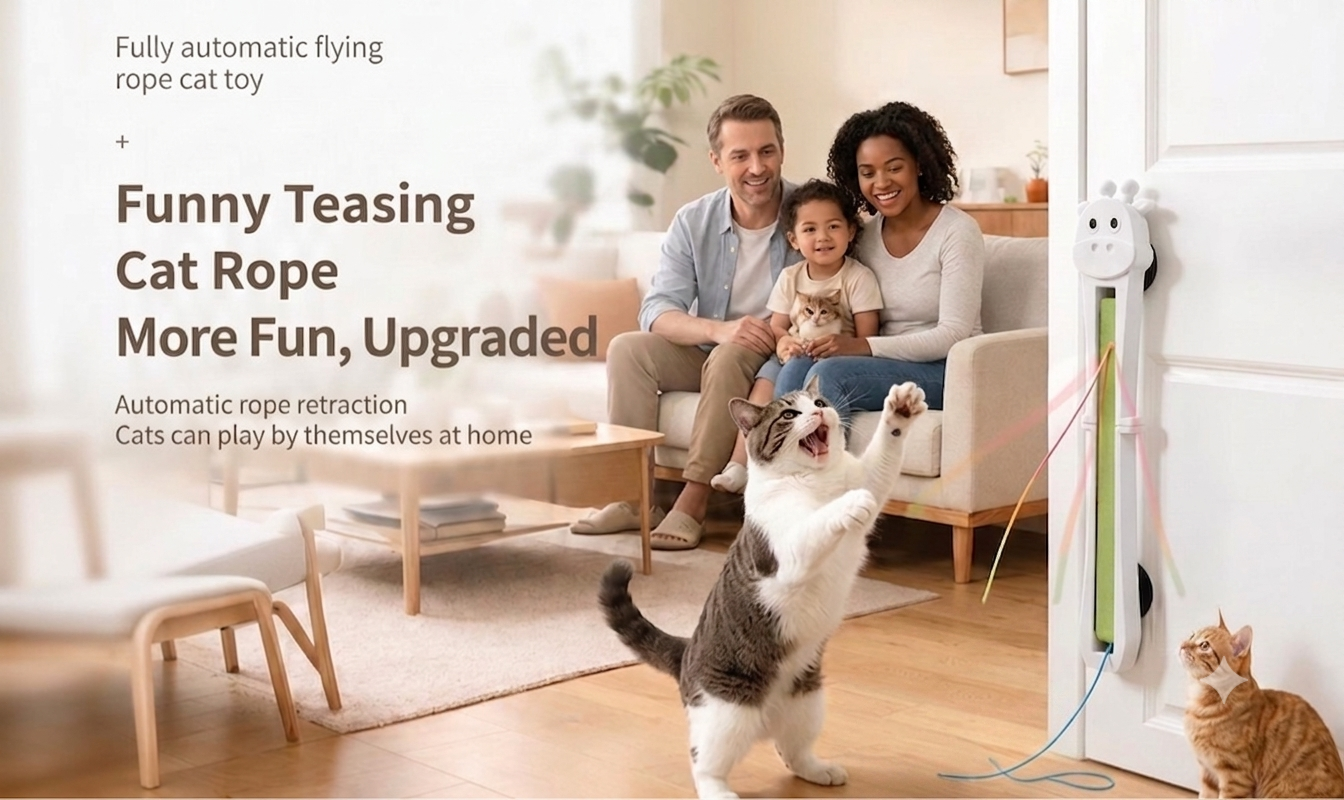 Wall-Mounted Automatic Retractable Cat Teaser Toy