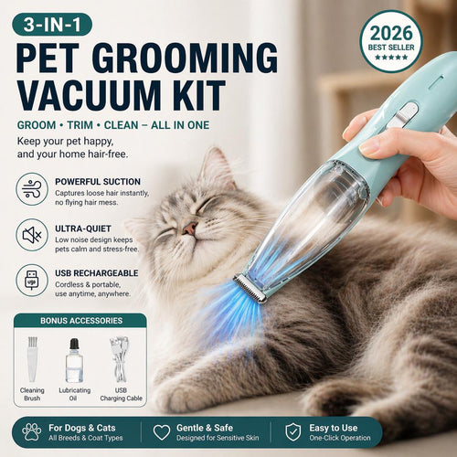 Groom Your Pet Without the Mess – 2-in-1 Vacuum Clipper for Dogs & Cats