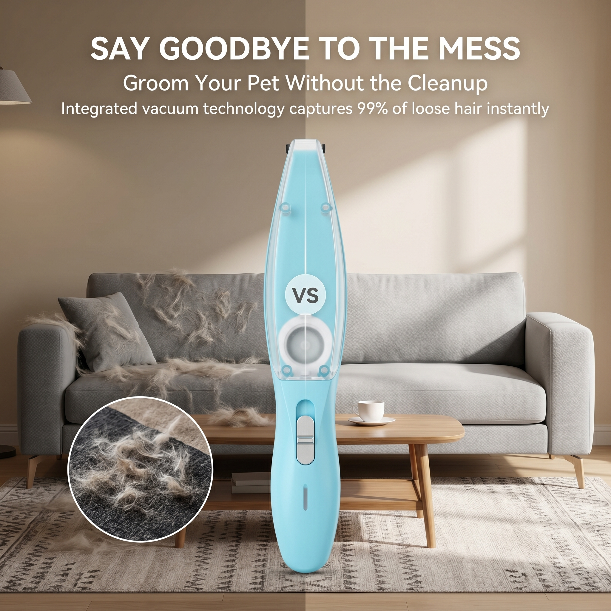 Groom Your Pet Without the Mess – 2-in-1 Vacuum Clipper for Dogs & Cats